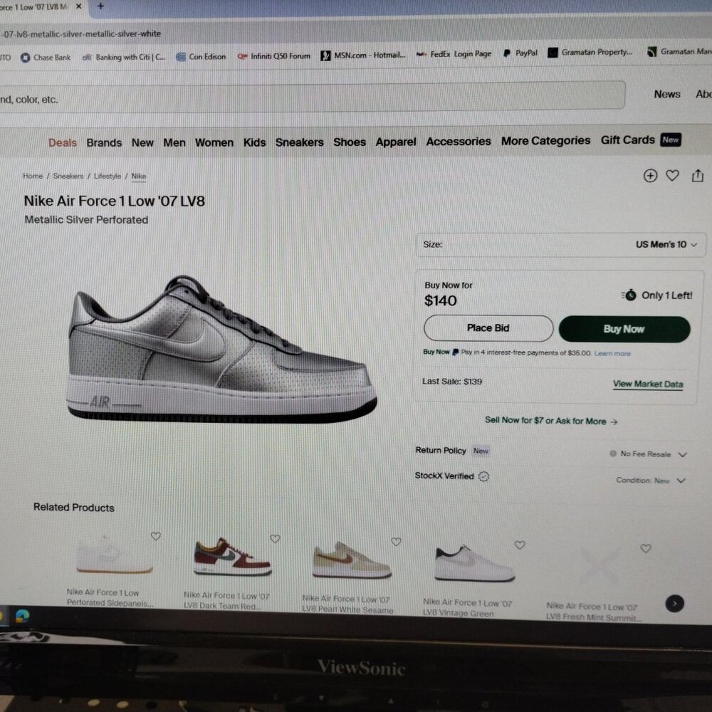 Nike - Air Force 1 Low ‘07 LV8 - Metallic Silver - Size 10 - Picture 12 of 12